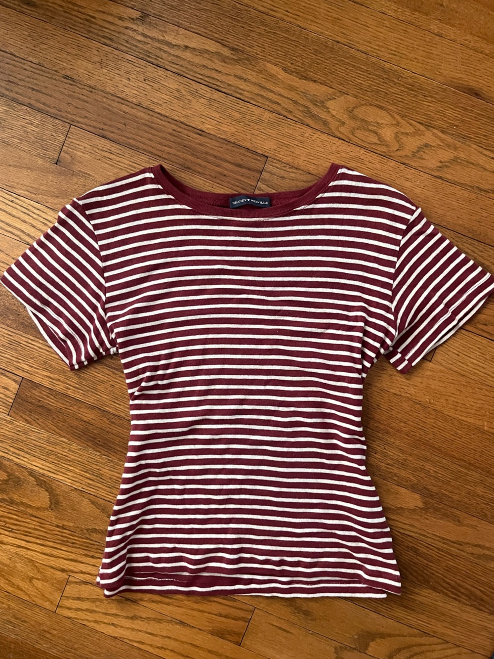 Madewell Burgundy & White Striped Short Sleeve Tee
